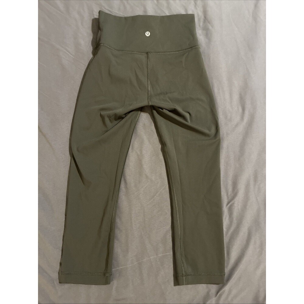 Lululemon Align High Rise Crop Leggings Dark Olive 4 Active Wear Yoga